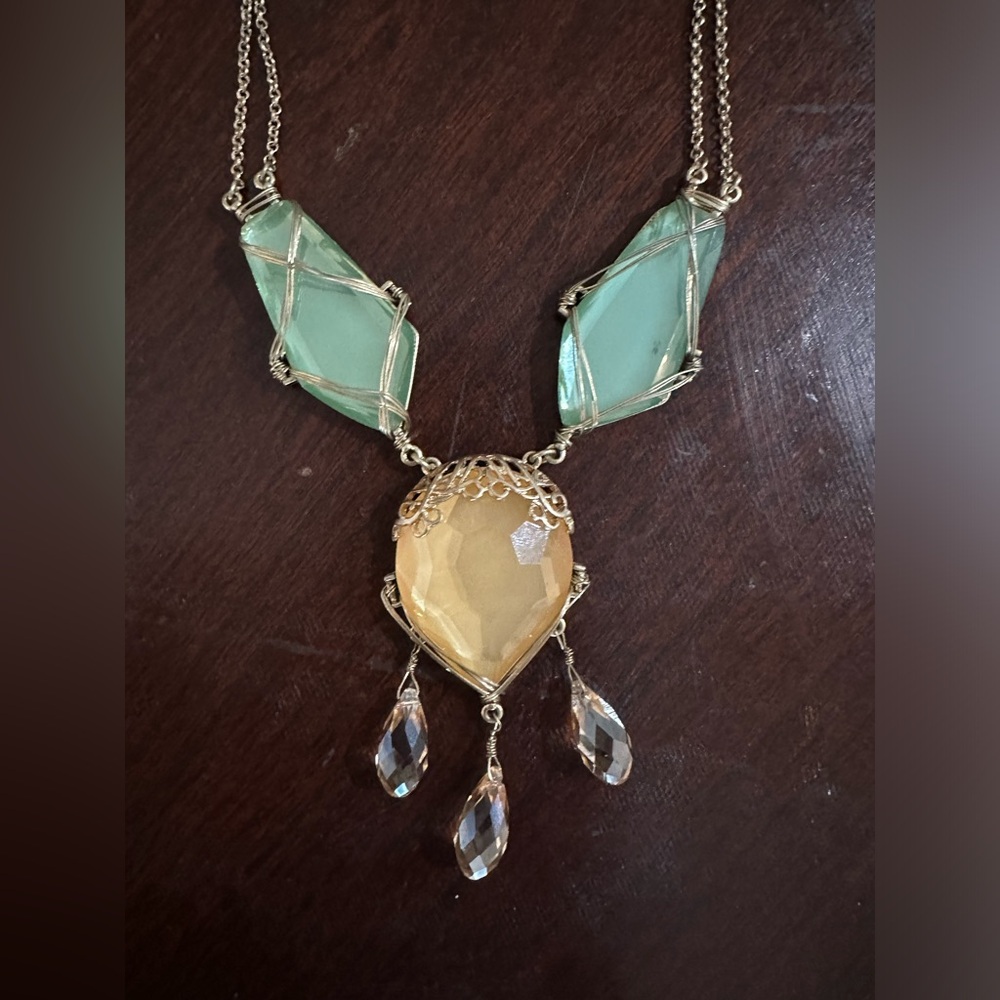 Fashion Jewlery Necklace Green and Yellow